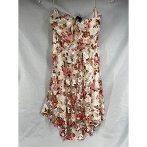Flowy Lace Back Bow Dress Floral Strapless Mini Dress Beach Cover X-Large Day